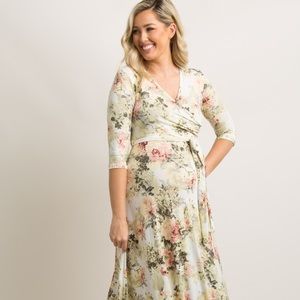 Pink blush floral maternity maxi